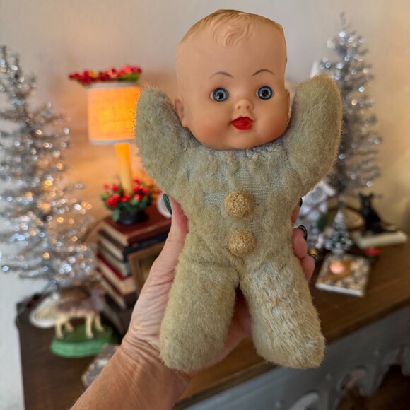 1950's Baby Boy Plush Body Rubber Head - Picture 8 of 14